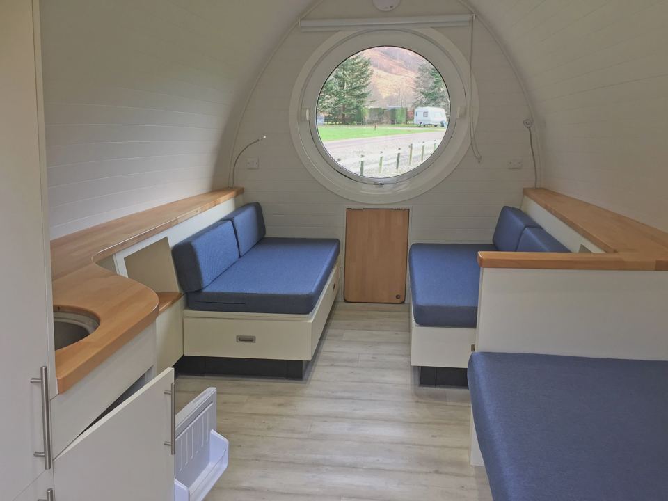 Pod interior with round window