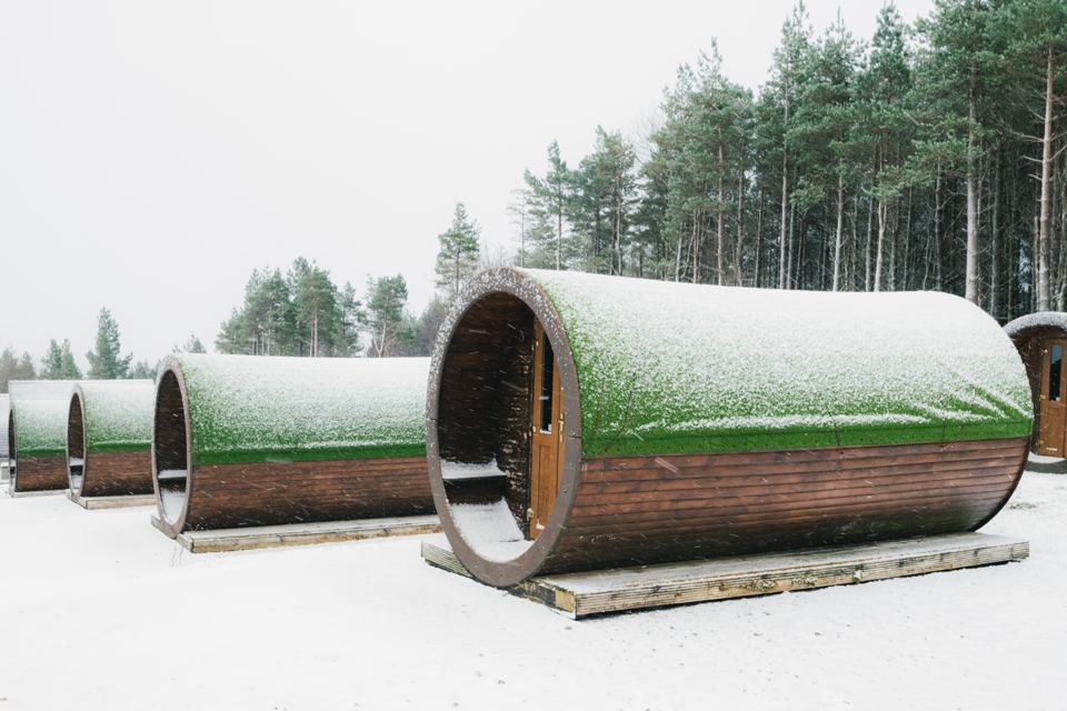 Microlodges in the snow