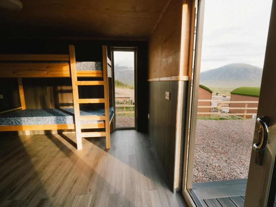 Bunks inside a lodge
