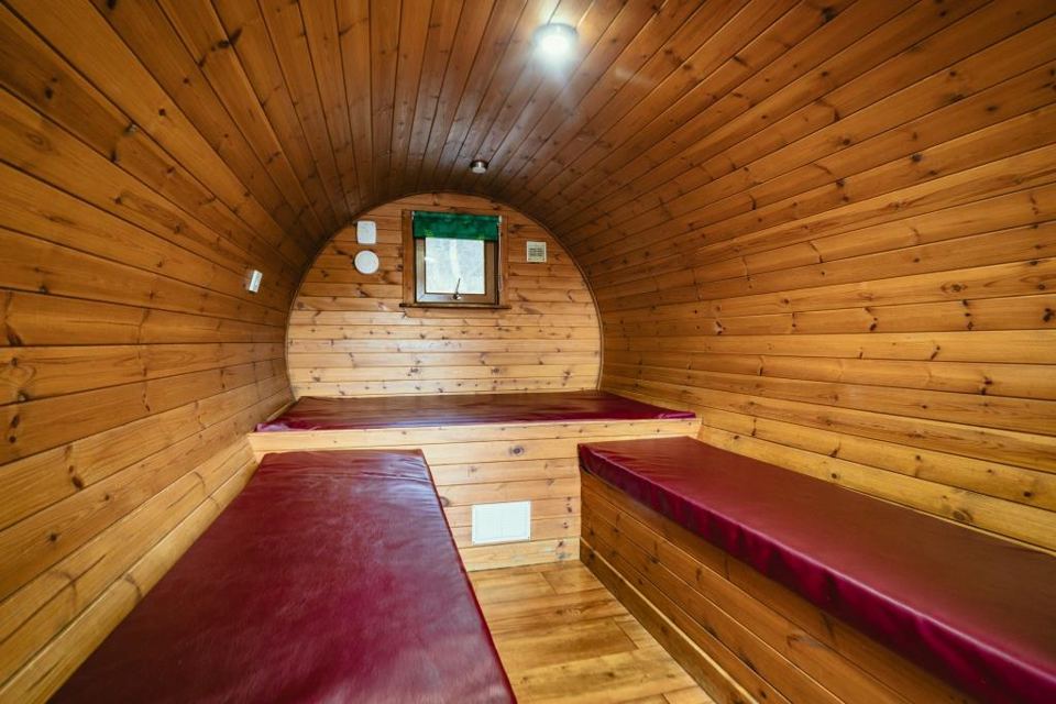 Inside a barrel microlodge