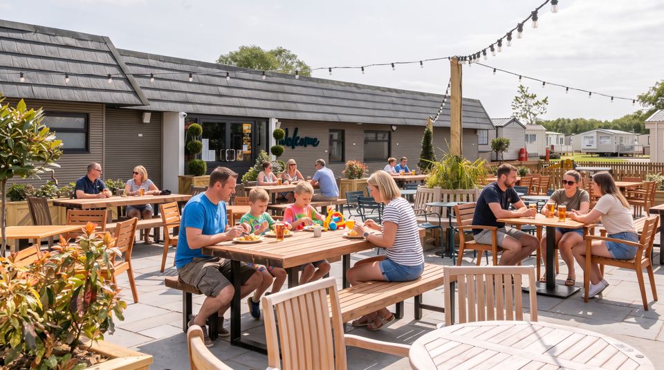 Outdoor terrace with tables