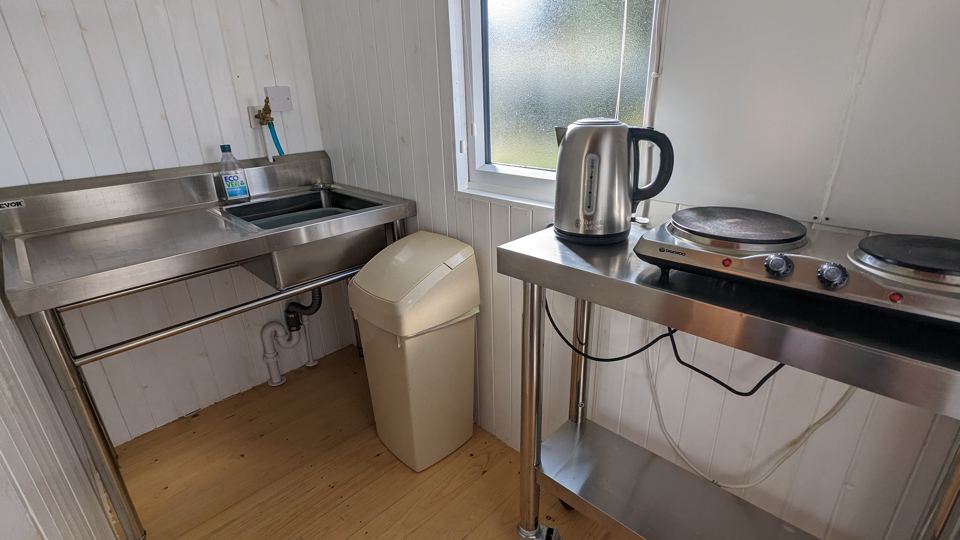 Kitchen area in the shepherd's hut