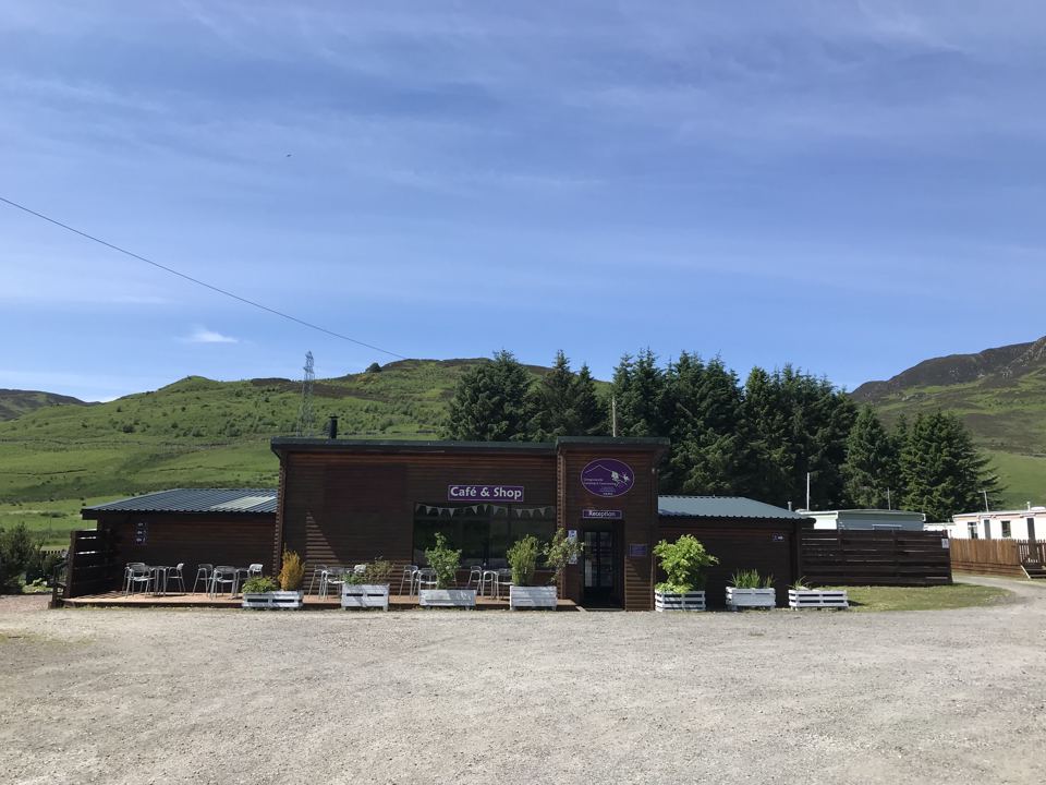 Cafe and shop building