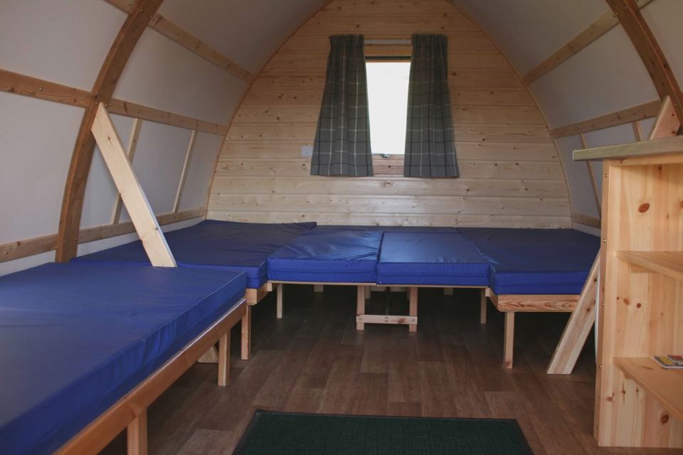 Inside a woodland pod