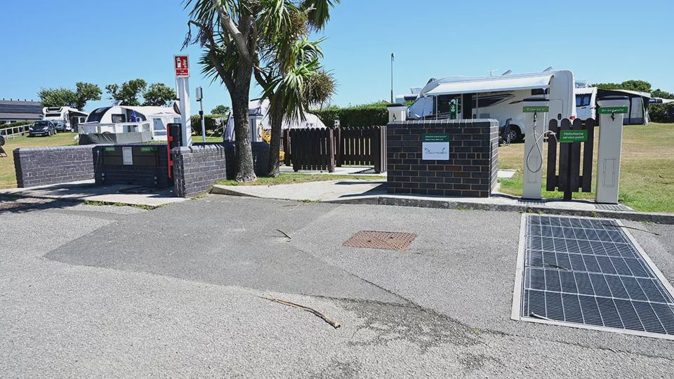 Site entrance with motorhome