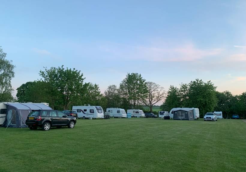 Caravans along the hedge