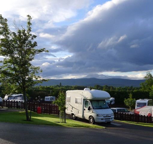 Motorhome with Cairngorm views