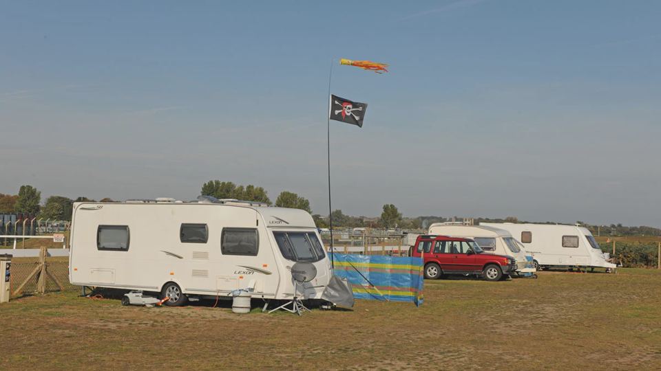 Caravan on a grass pitch
