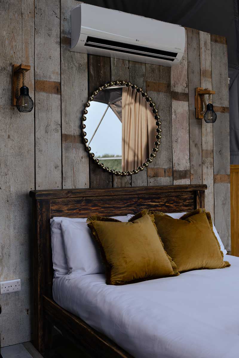 Double bed inside a dome