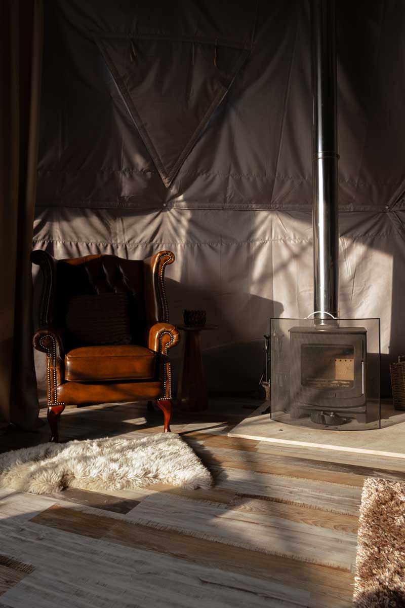 Dome with wood burner