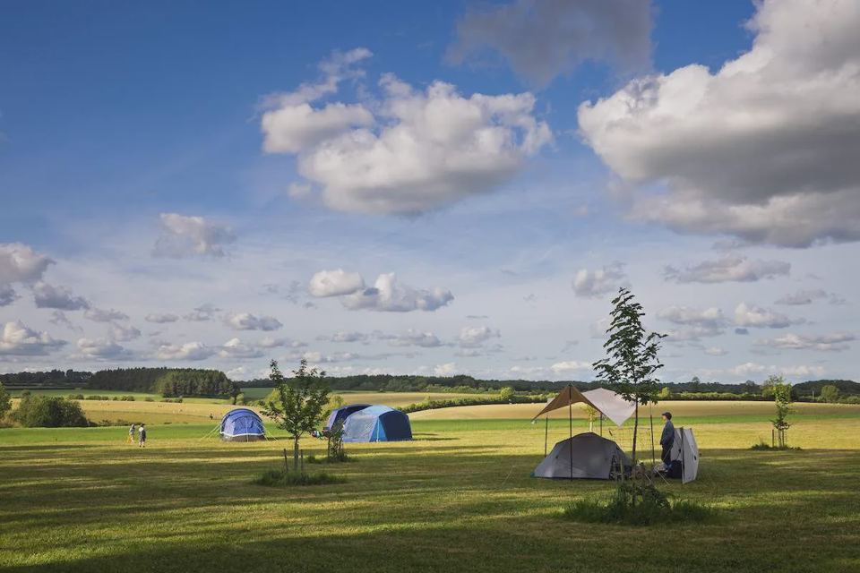 Tent field across the valley