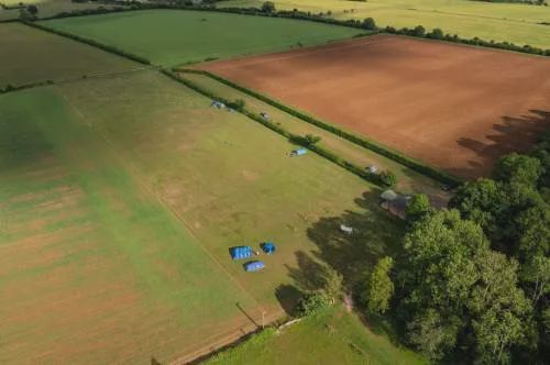 Camping fields from above