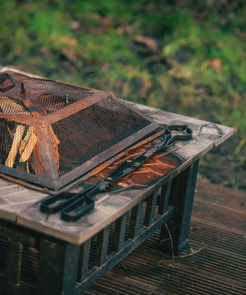 Fire basket on the deck