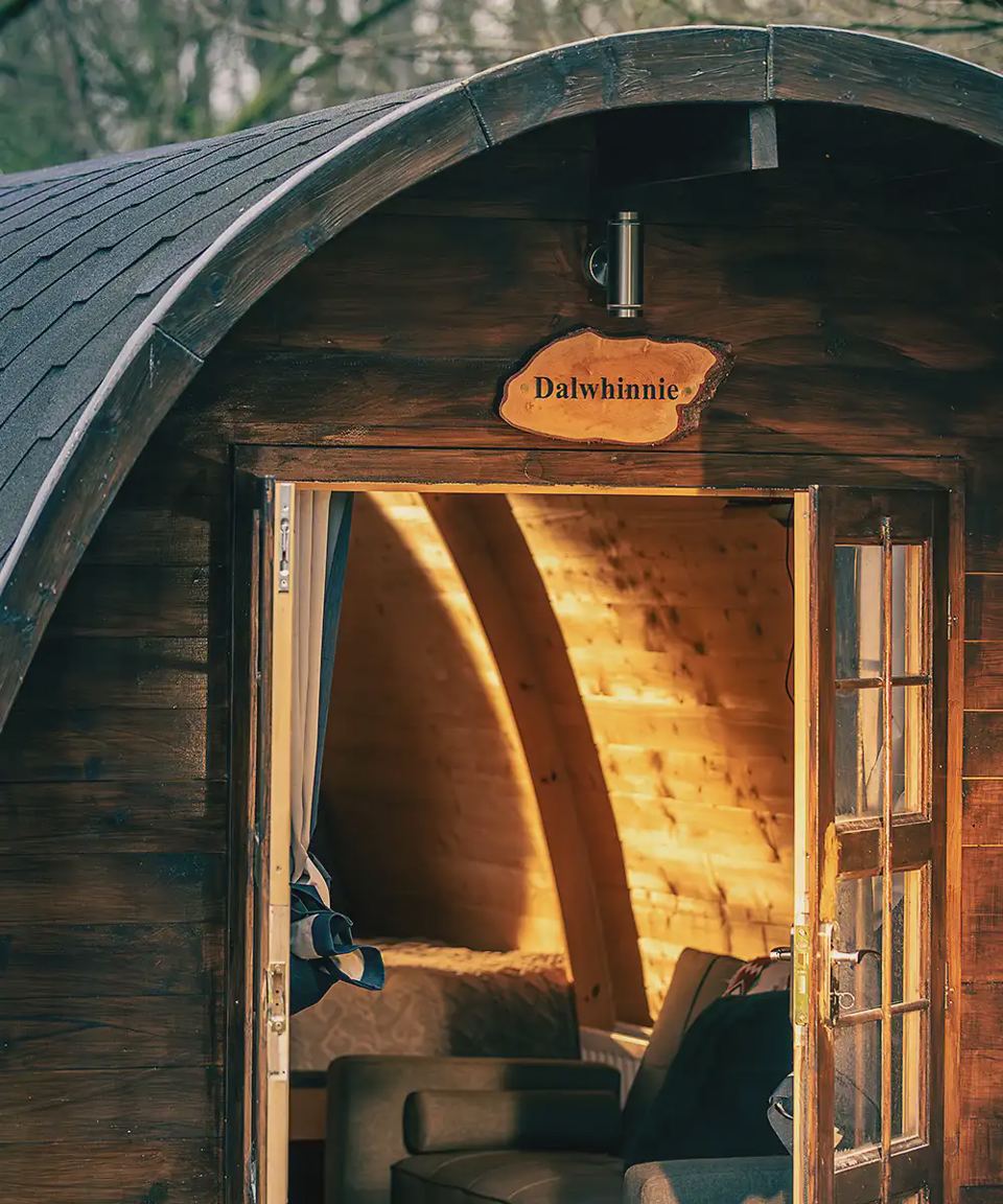 Cabin door and living area