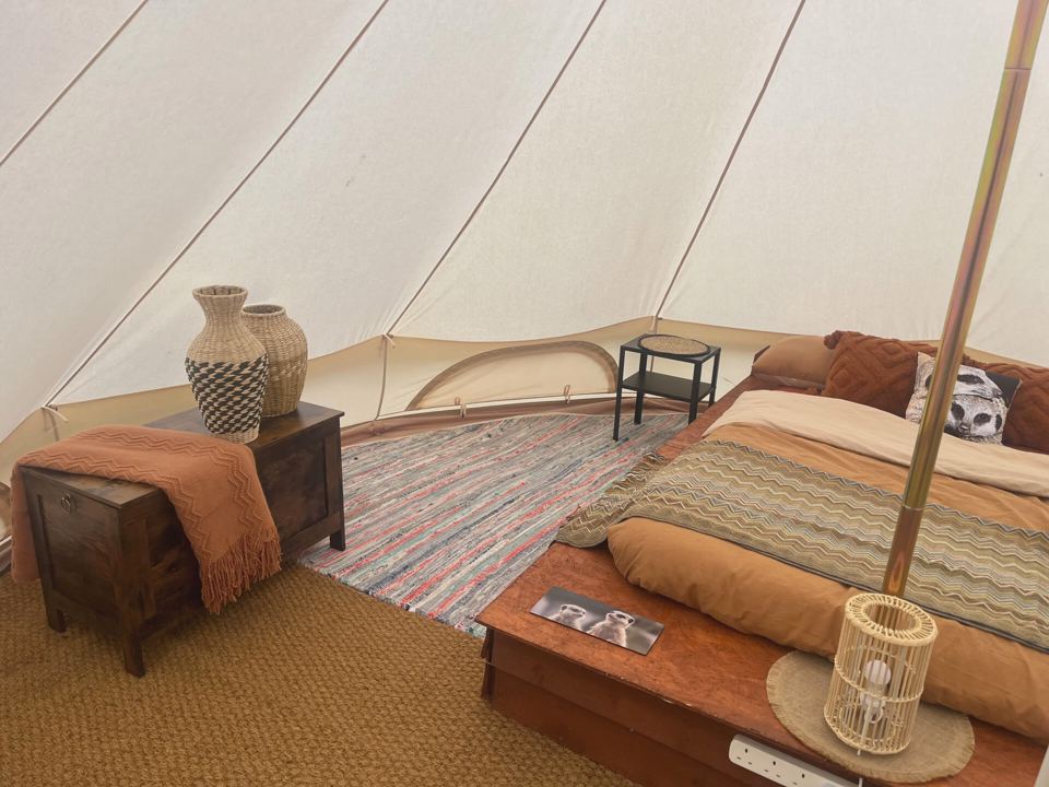 Inside a bell tent