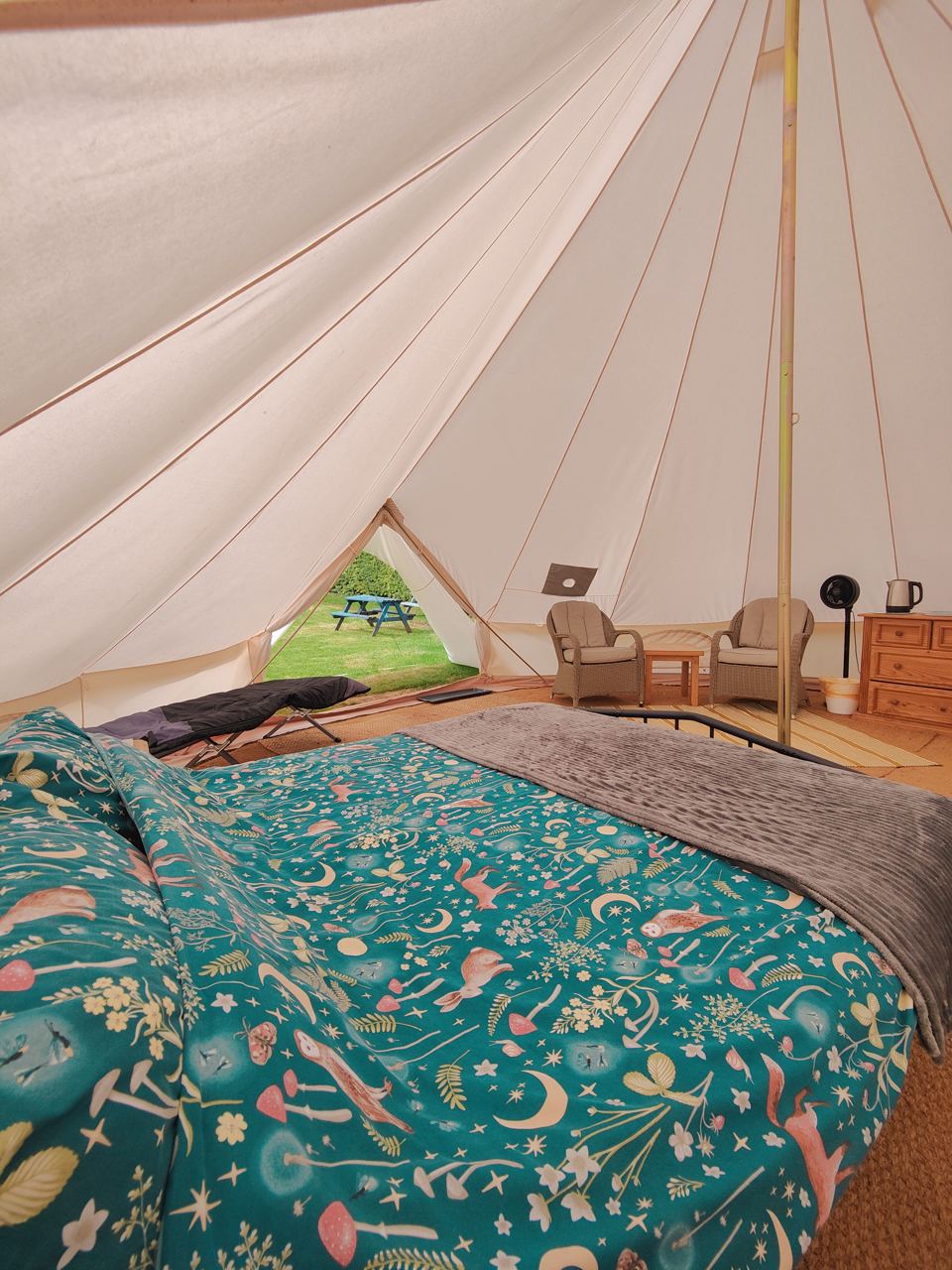 Inside a bell tent