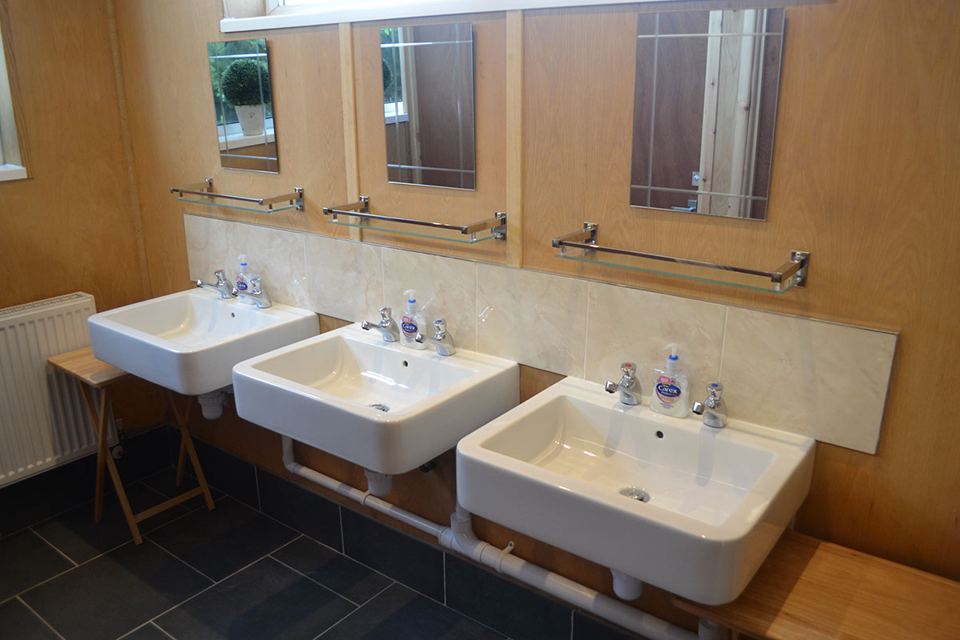 Basins in the toilet block