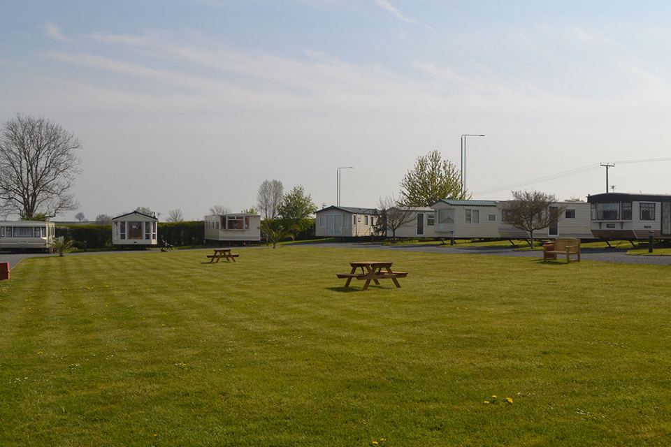 Mown field with statics
