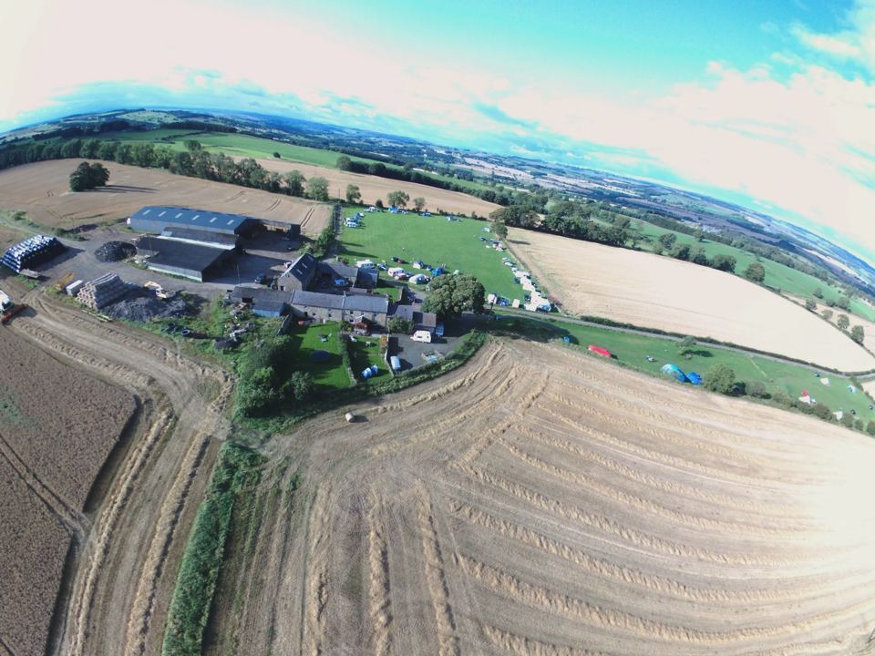 Farm and camping fields from above