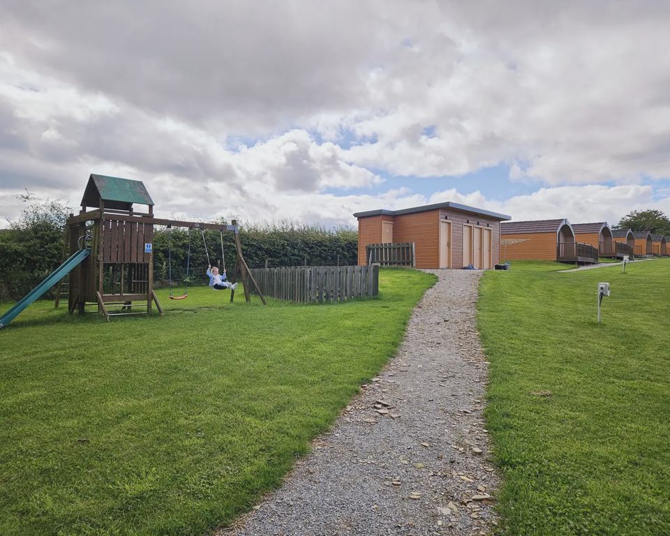 Play area and shower block