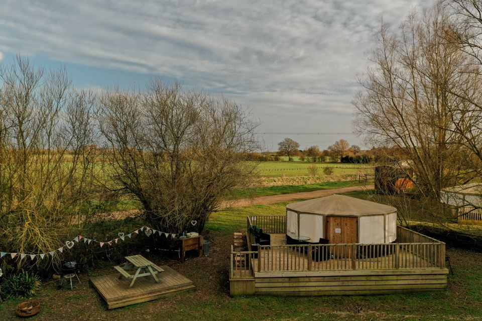 Yurt with picnic bench