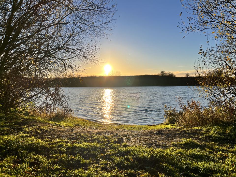 Sunset over the water