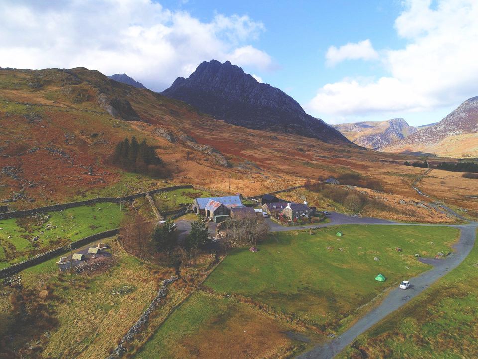 Farm and camping fields from above