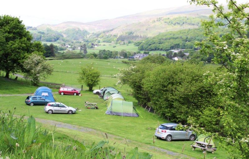 Tents on the sloping field