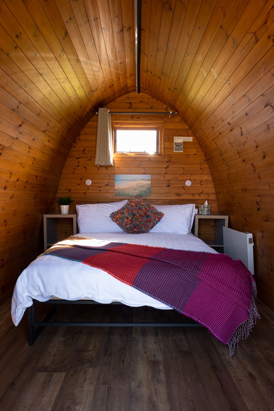 Double bed inside a pod
