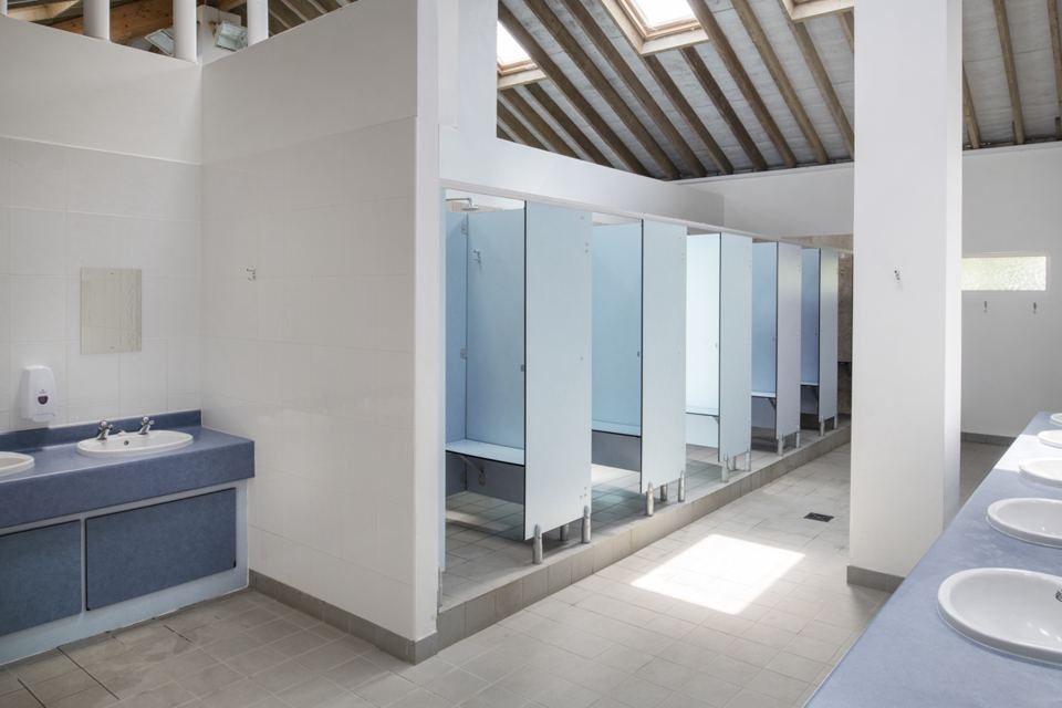 Inside the toilet block