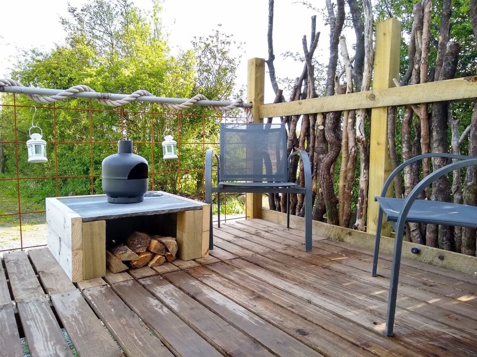 Horsebox deck with chimenea
