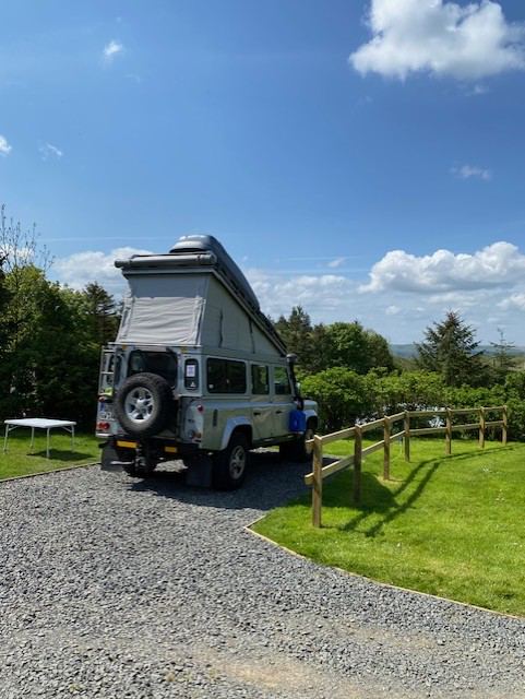 Campervan on gravel pitch
