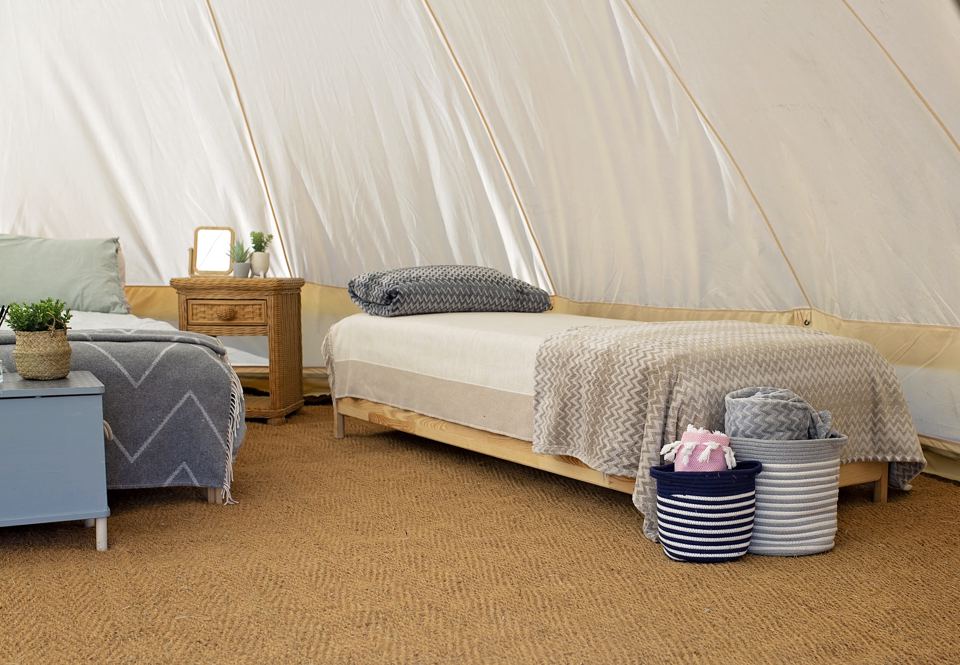 Beds inside a bell tent