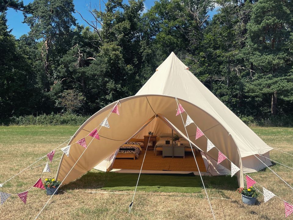 Bell tent with bunting