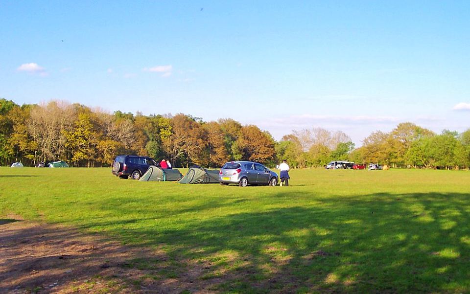 Tents on the grass in autumn