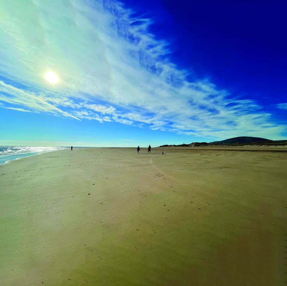 Wide beach under a blue sky