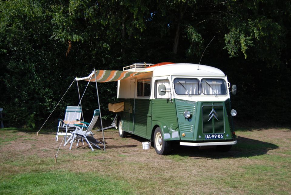 Vintage camper on a pitch