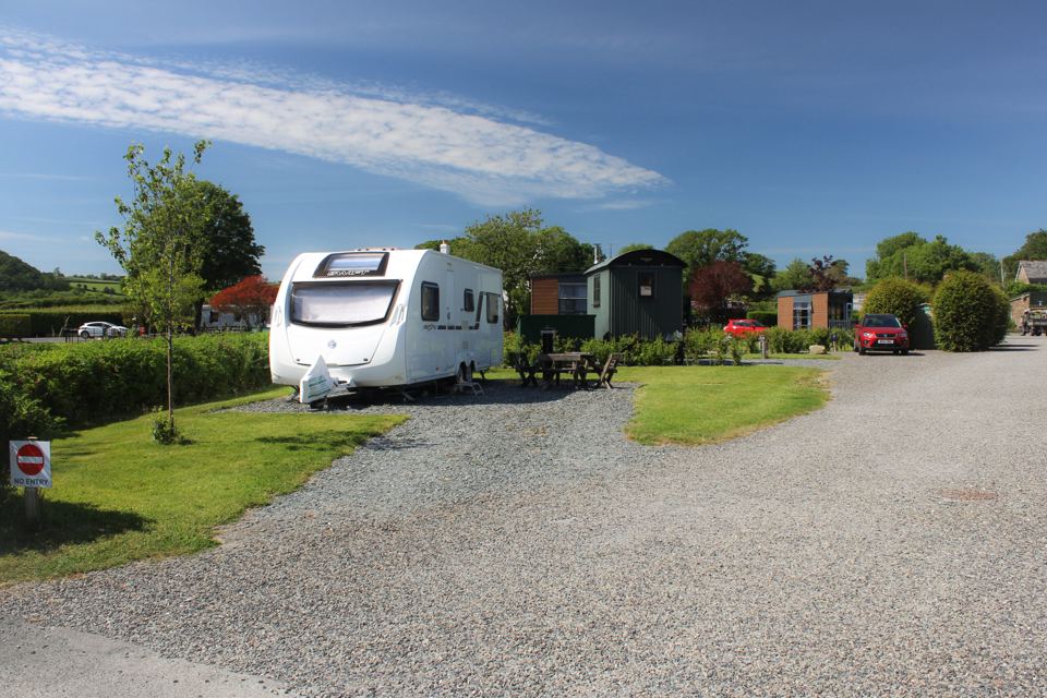 Caravan on gravel pitch