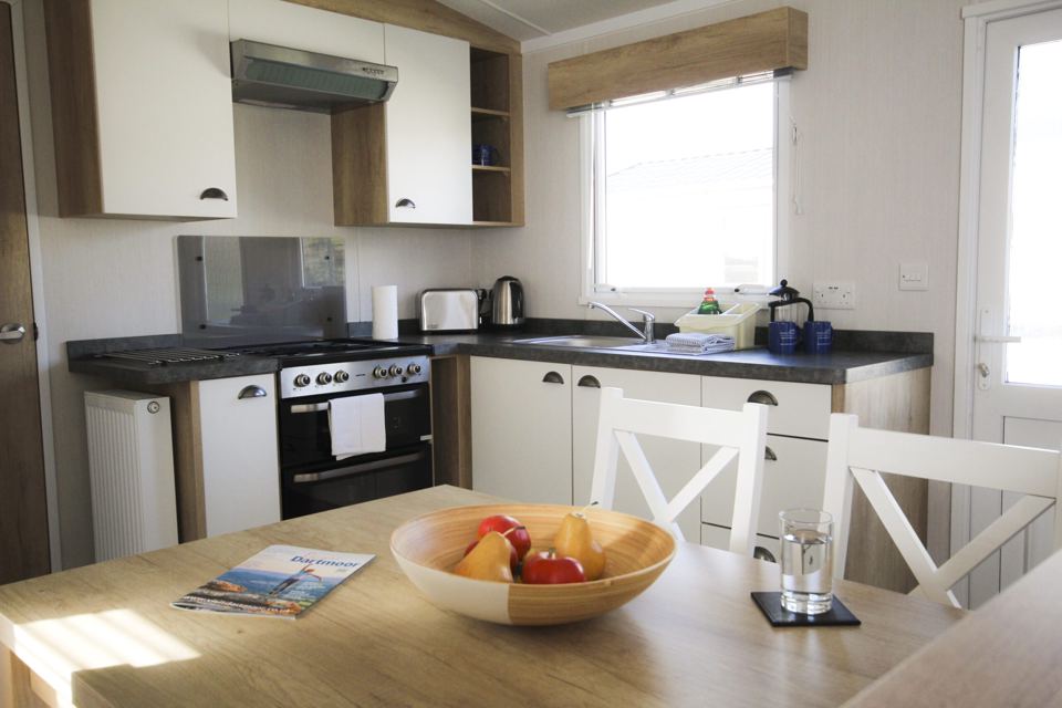 Caravan kitchen and dining table