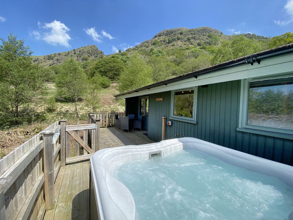 Lodge deck and hot tub