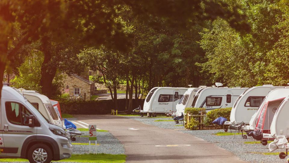 Caravans along the site road
