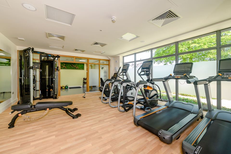 Gym with treadmills and weights