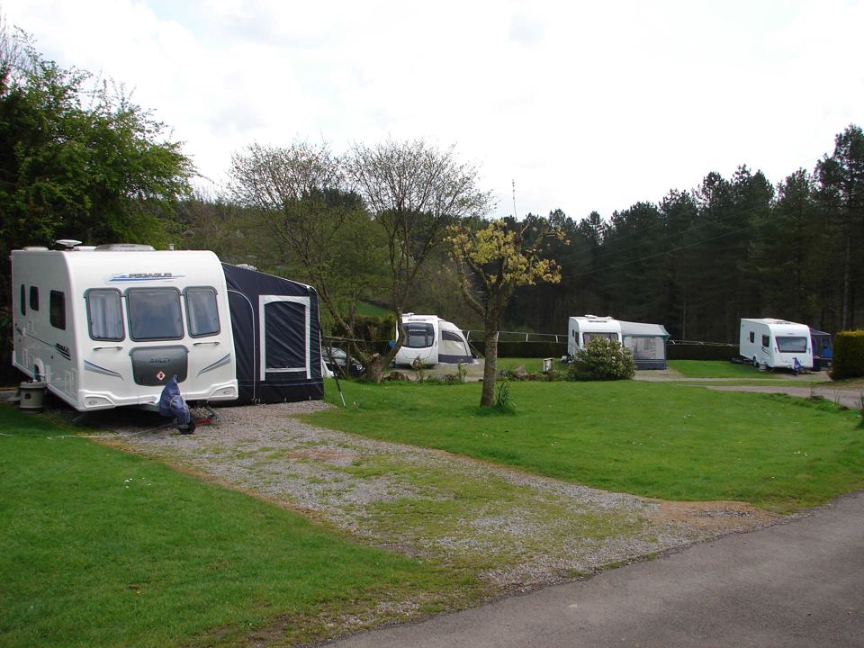 Hardstanding pitch with awning