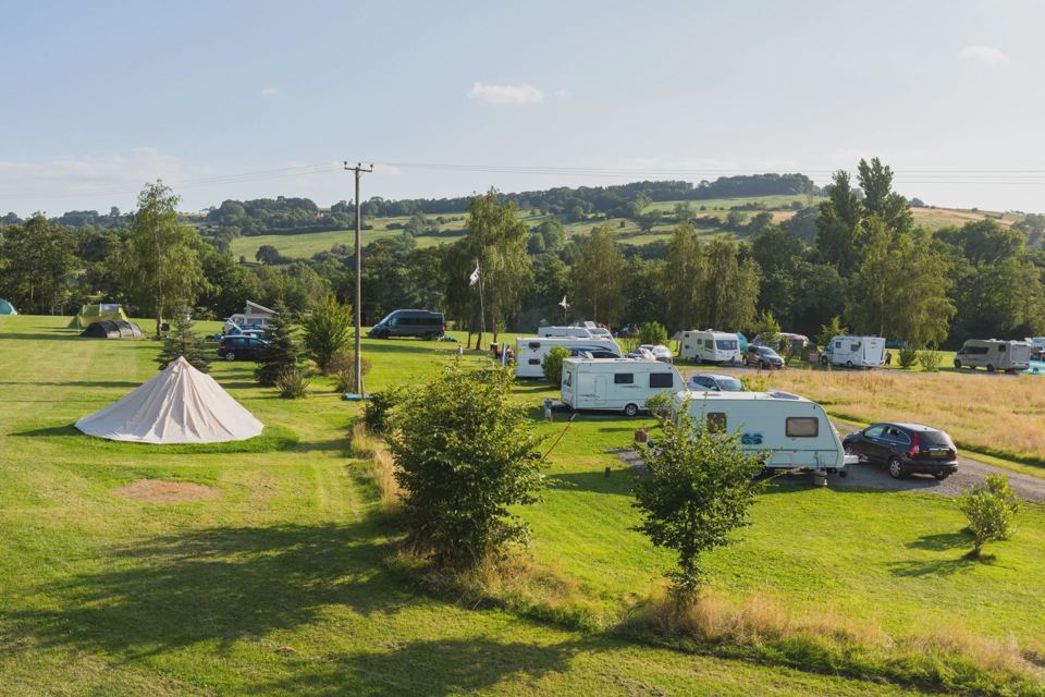 Caravan pitches in the field