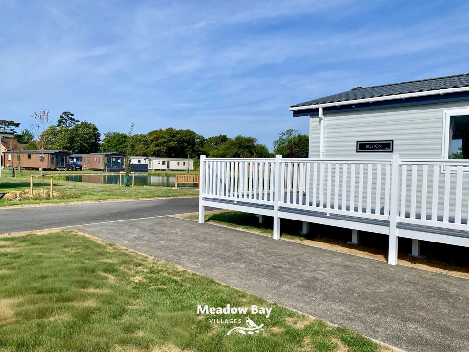 Caravan with white decking