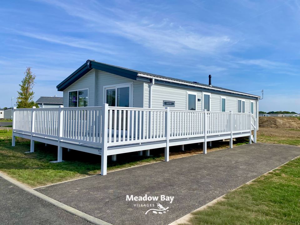Modern caravan with decking