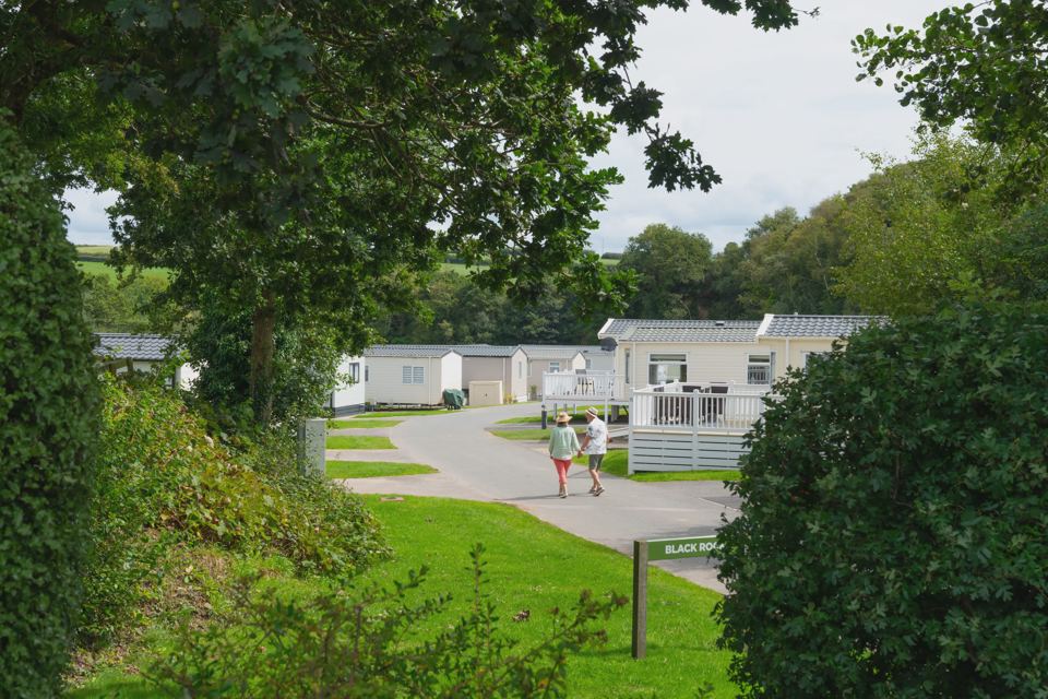 Static caravans beside the road