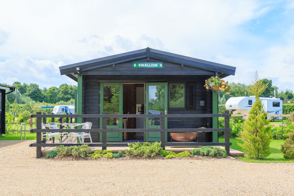 Lodge with seating out front