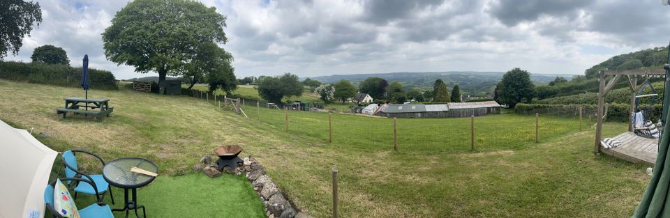 Bell tent deck and field