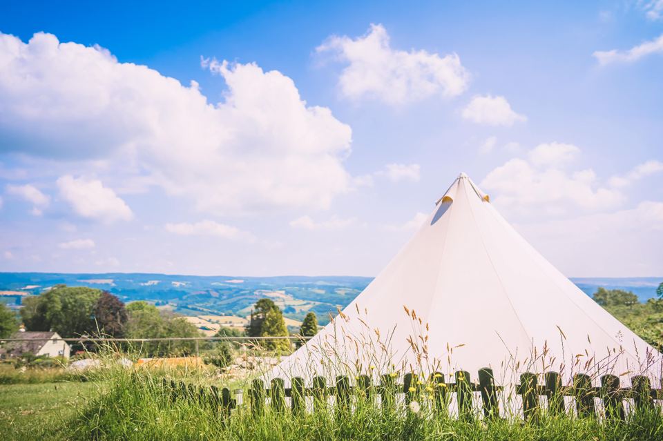 Bell tent above the valley
